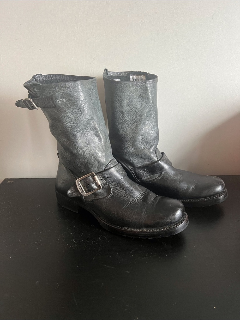 Frye Black Distressed Veronica Slouch Short Boot